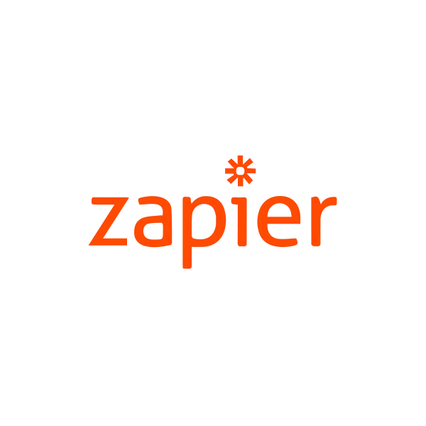 Zapier logo featuring the brand name in orange text with an asterisk above the letter 'i'.